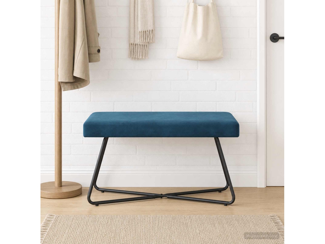 Vidaxl Banco Azul 80 X 40 X 45 Cm Veludo