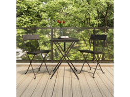 Cadeiras De Bistrô Dobráveis 2 Pcs Vime Pe E Aço Preto Dkd Home Decor