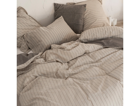 Capa de Edredão HAPPYFRIDAY Oxford (260 x 240 cm - Algodão - Bege)