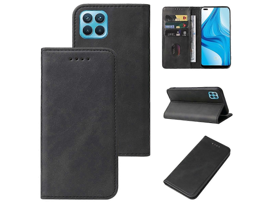 Capa De Couro Com Fecho Magnético Para Oppo F17 Pro