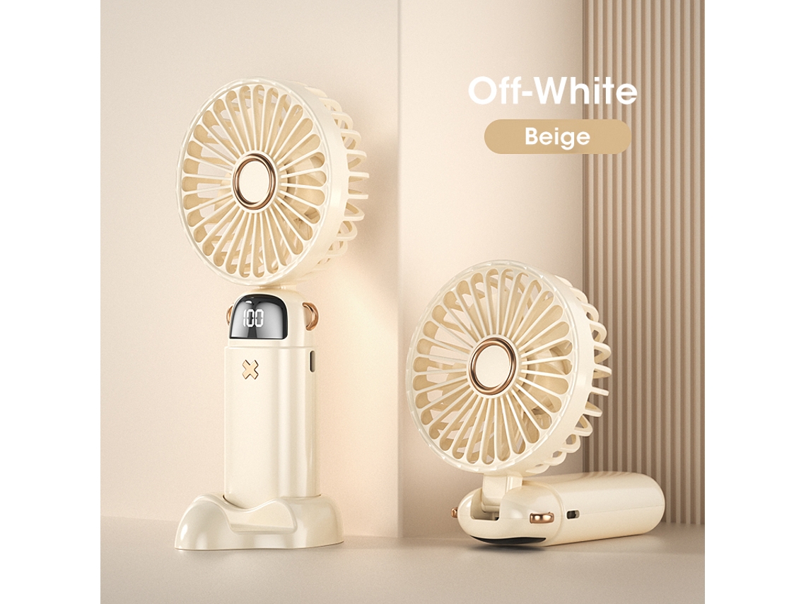 MDUG Ventilador de mão portátil, 5 velocidades, multifuncional, dobrável, alça de pescoço, 3000mah