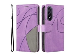 Capa De Couro Com Suporte E Carteira Tkdaddy Para Oneplus Nord 5 5g / Oneplus Ace 5 Ultra 5g Com Design Bicolor Roxo