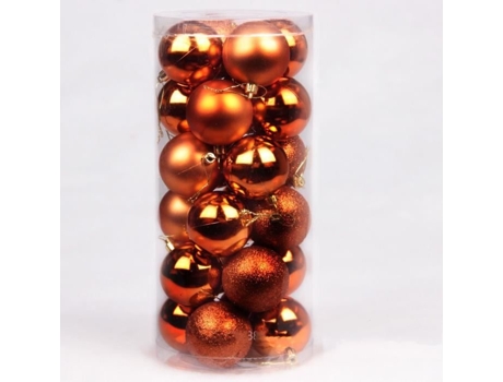 Conjunto de 24 peças 4cm enfeites de árvore de natal enfeites de árvore de natal decoração de casa interior jardim ao ar livre - cobre FULOZO