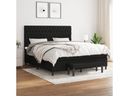 Cama Com Molas/colchão 180x200 Cm Tecido Preto