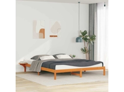 Vidaxl Cama Com Mesas Laterais Marrom Cera 200 X 210 Cm