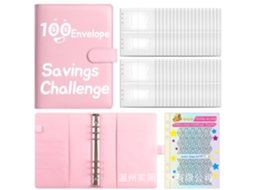 100day Money Saving Challenge Notebook For Couples, Cash Budget Binder With Envelopes, Pink, 25-printed Digital Films +