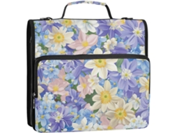 Organizador de Fichário Beauty Spring com 3 Argolas, Alça Ombro e Mão Impermeável Ideal para Escola Escritór
