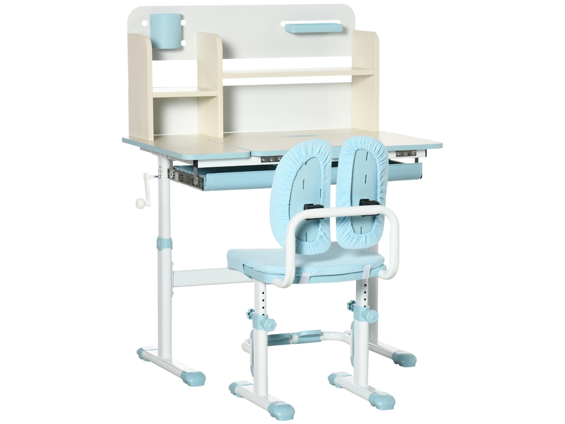 Mesa Escolar com Cadeira para Crianças 3 12 Anos,altura Ajustável e Mesa Inclinável,azul BTFORUS