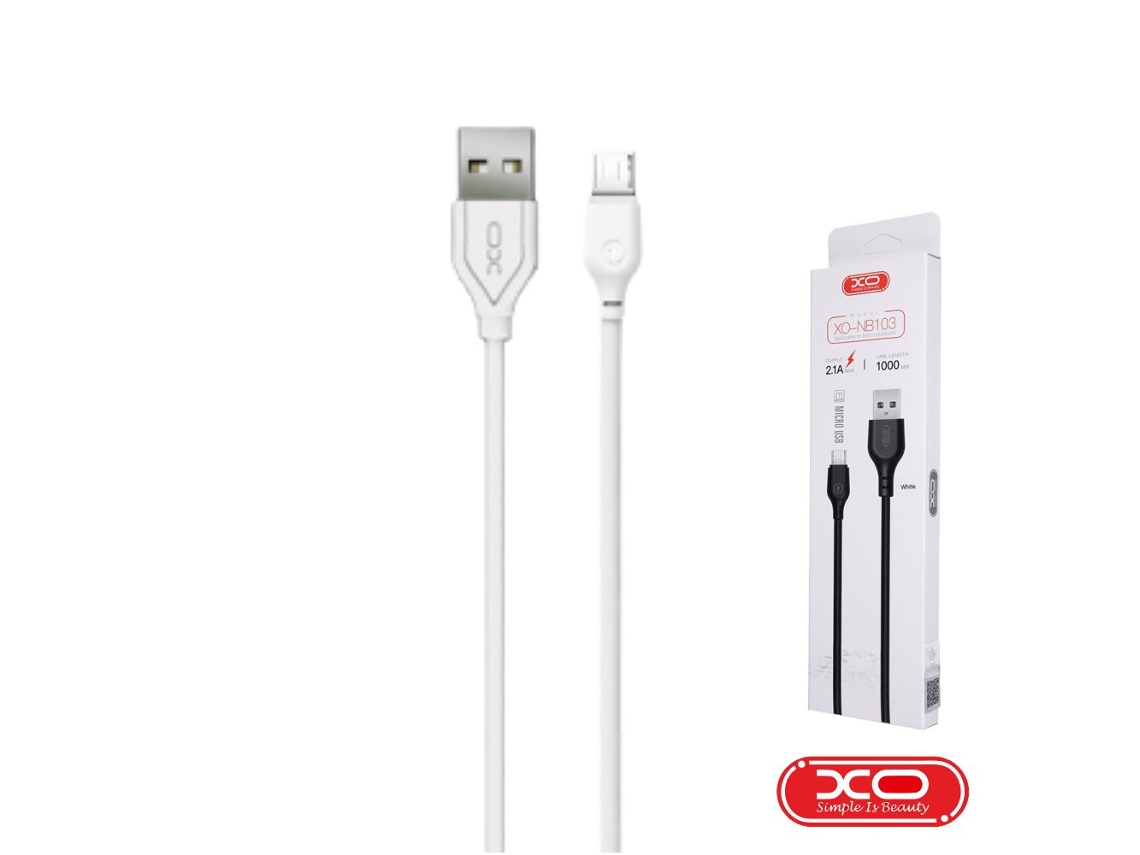 Cabo USB-A XO 2,0 Macho / Micro Usb-B 2,1A 1M (Branco)
