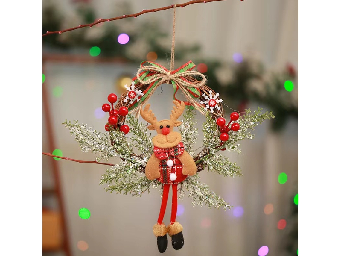 Decoração de Natal Porta Pendurada Decoração de Janela/Pequeno Galho Morto Guirlanda Velho Veado NANA