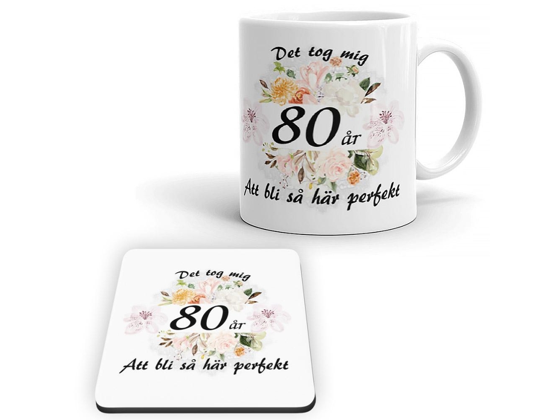 Conjunto de Caneca e Porta copos para o 80º Aniversário AQUAFORGE