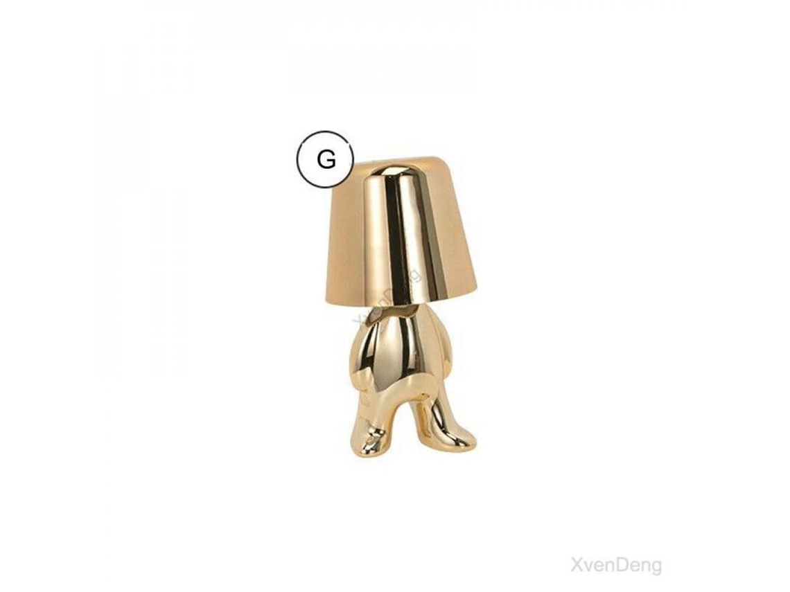 Lâmpada de Mesa Nova Line Thinker Pequeno Homem Dourado Luz Noturna Sensor USB Decorativa S/MARCA