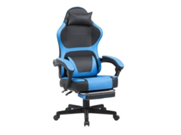 Cadeira Ergonómica para Jogos e Escritório ROLIPO com Apoio para os Pés e Lombar capacidade 130 Kg azul