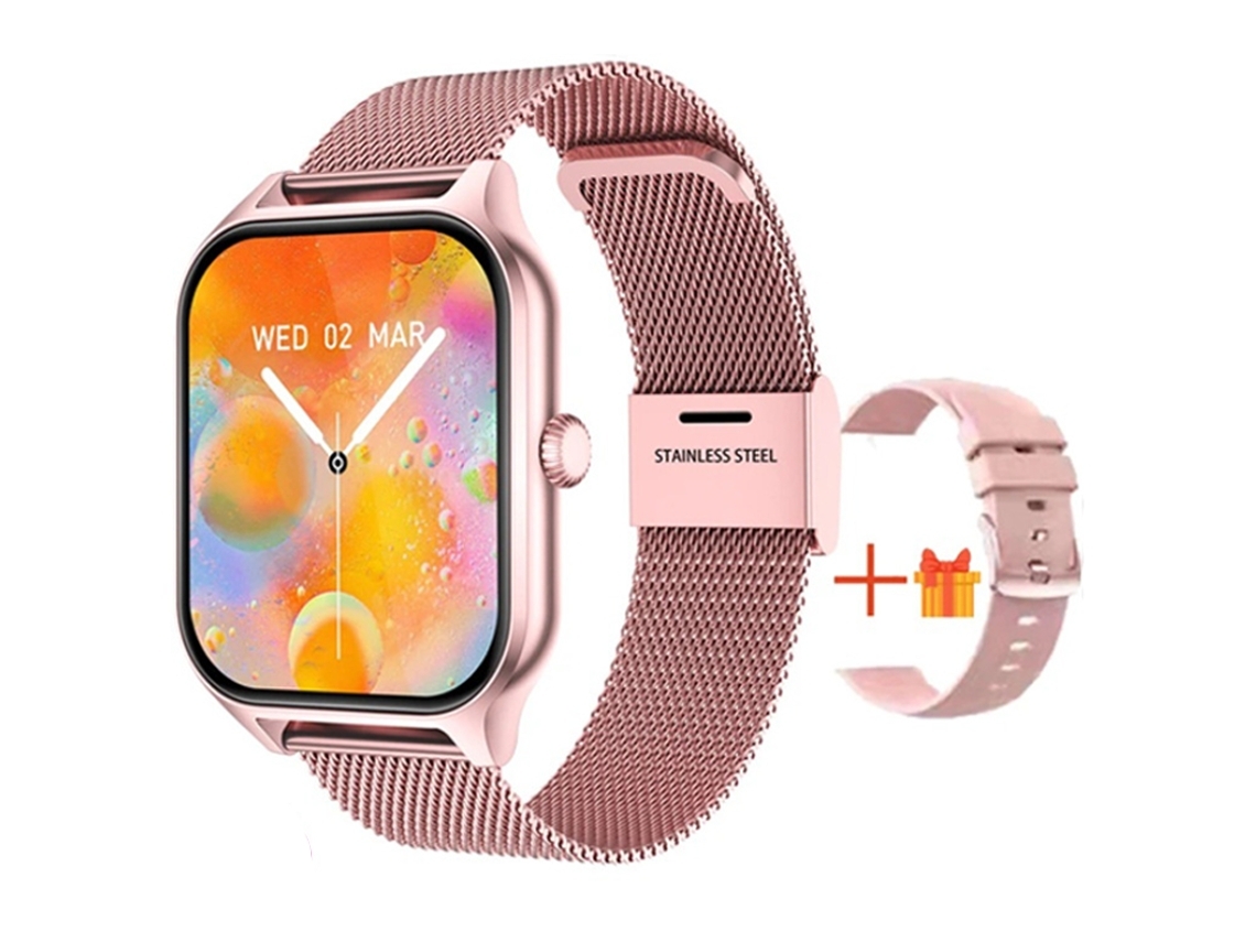 Smartwatch Com Monitoramento De Frequência Cardíaca Pressão Arterial E Oxigênio No Sangue Chamadas Bluetooth E Tela Grande Rosa Yunzii