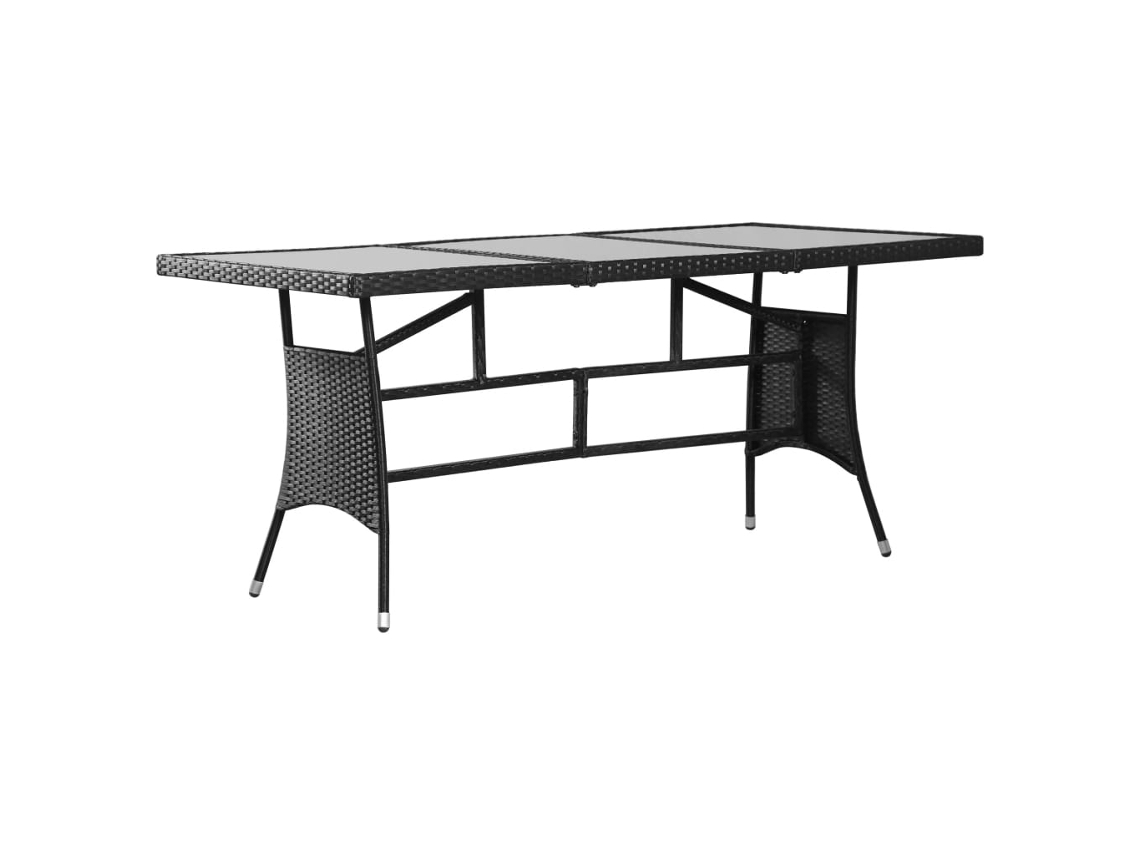 Vidaxl Mesa De Jardim 170x80x74 Cm Vime Pe Preto