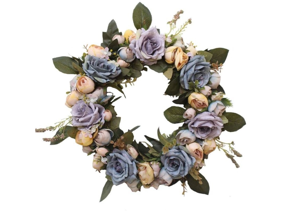 Nova Line guirlanda de Porta de Pêssego Artesanal, Decoração Floral para Lar, Festas, Casamentos Azul