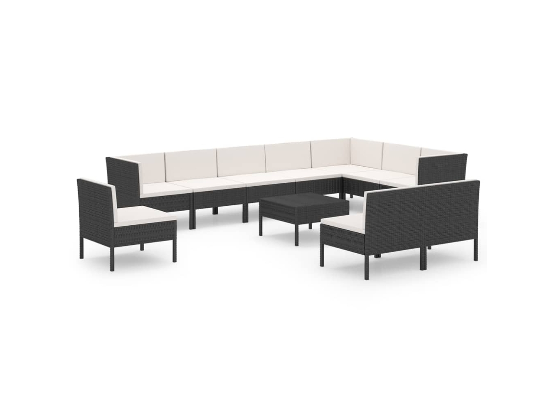 Garden Lounge Set, Garden Lounge Sets Vidaxl Preto Rattan / Vime (n/a)
