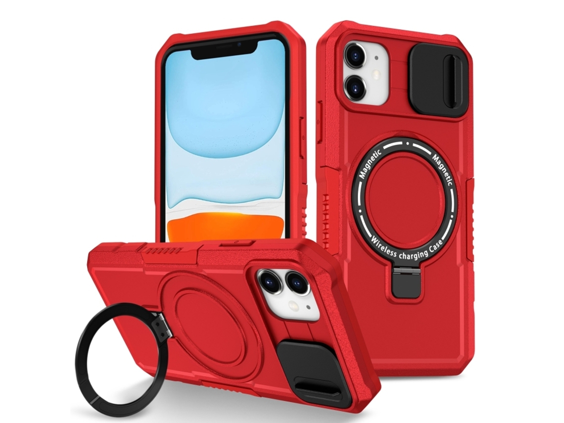 Capa Zruxe Compativel Com Iphone 12 (sliding Camshield - Magsafe - Tpu Hybrid Pc - Vermelho)