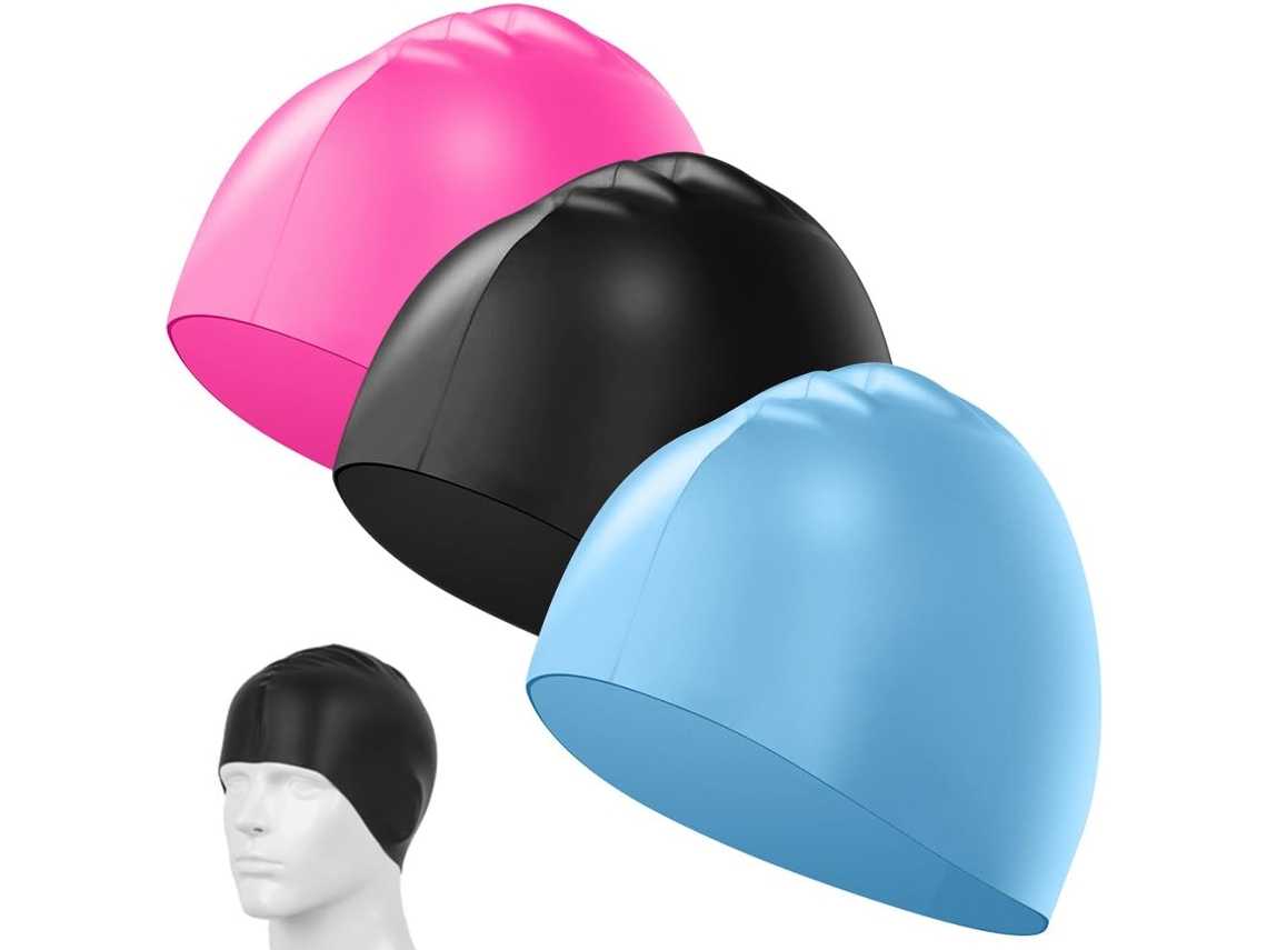 NEVEANCE Toucas De Natação Para Mulheres, Homens E Crianças, Material Confiável, Touca De Natação De Silicone, À Prova Dágua, Com Amplo Espaço Para Cabelos Lo