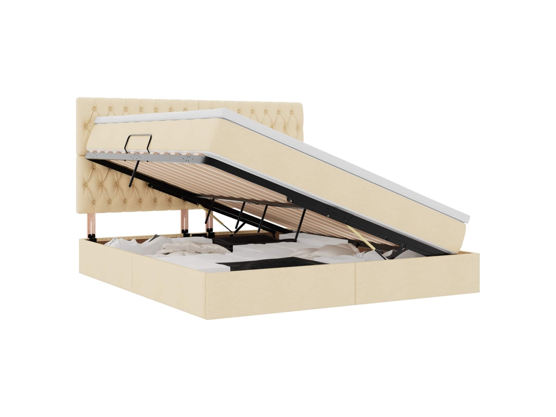 Cama com Arrumação e Led Creme 160x200 cm MAISON EXCLUSIVE