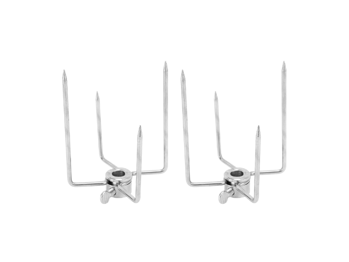 Garfo Para Espeto Giratório 4 Garras 304 Aço Inoxidável Galvanizado Grelha Espeto Giratório Para Espeto Giratório Haste De 0,4 Pol 2 Peças