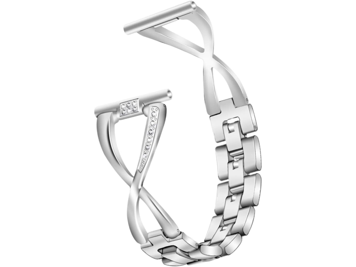 Pulseira De Liga Metálica 20 Mm Para Smartwatch Com Strass