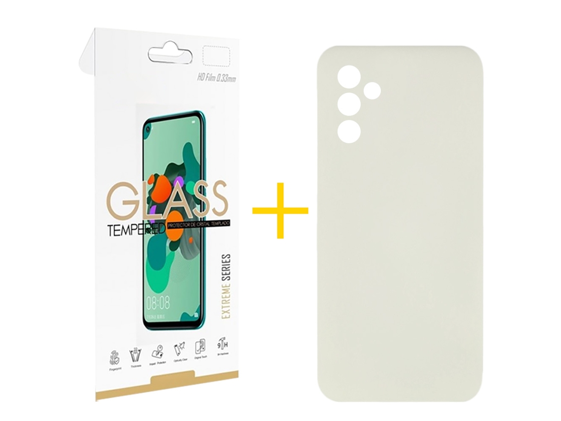 Pack 1 x Película de Vidro Temperado 2.5D + Capa SKYHE Samsung Galaxy A55 5G Silicone Líquido Sand