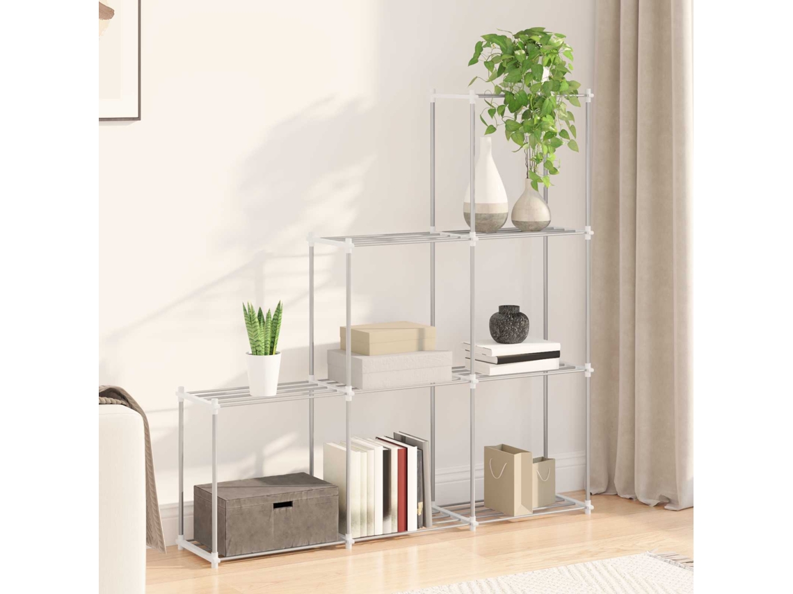 Vidaxl Prateleira Tubular Branco 129 X 27 X 132 Cm Alumínio