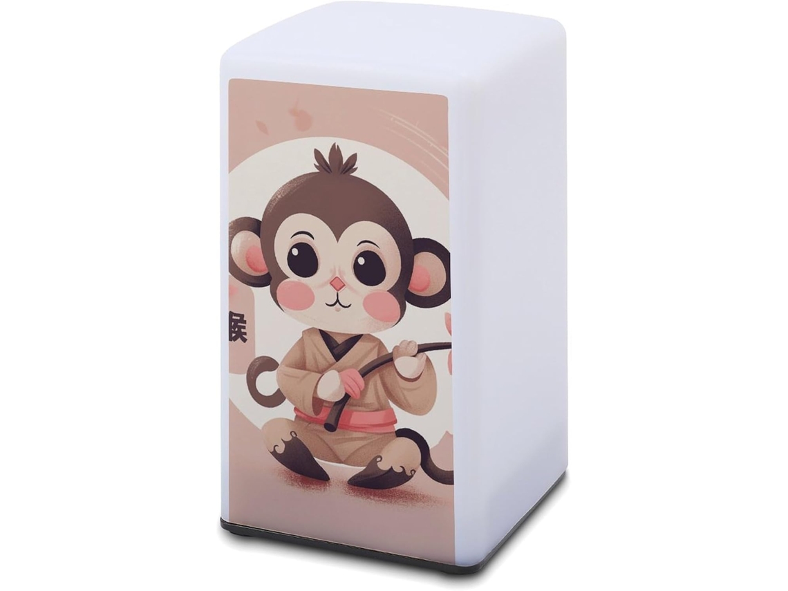 Luminária De Mesa Pequena Com Design Macaco Desenho Animado, Funciona A Bateria E Oferece Luz Suave Quarto, Sala De