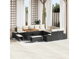 Vidaxl Conjunto De Sofá De Jardim 13 Unid. Preto Vime Pe