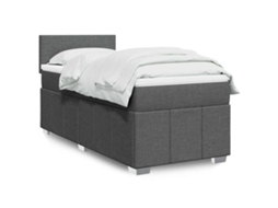 Vidaxl Cama Com Molas/colchão 80x200 Cm Tecido Cinzento-escuro