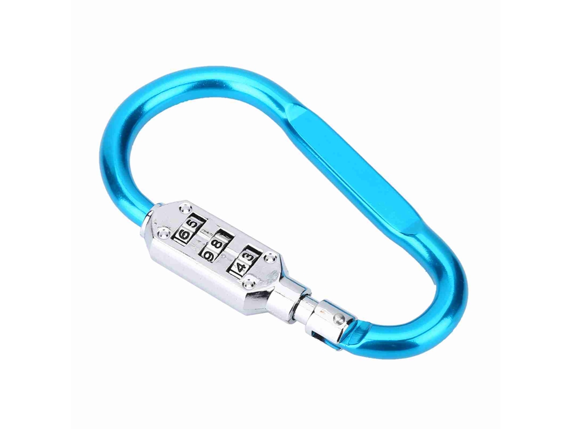 Trave Bag Travesseiro Cadeado Combinação Seguro Carabiner Alça De Bloqueio Azul