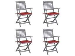 Folding Chair, Folding Chairs Vidaxl Vermelho Madeira De Acácia (n/a)