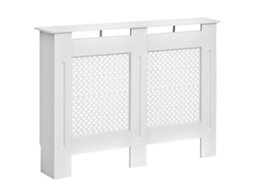 Cobertura de radiador moderna em MDF gradeado, 111.5x82x19cm branco BTFORUS