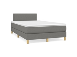 Vidaxl Cama Box Spring C/ Colchão E Led 120x190 Cm Tecido Cinza-escuro