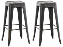 Conjunto de 2 bancos de bar Joshua preto e ouro CLP