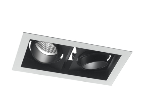 Led Apollo Antirreflexo Embutido em Preto e Branco com Dois Focos Ajustáveis 2Xw 3000K Luz Quente