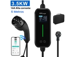 Cabo de transporte para carro elétrico Junsun 16A 3,6 kW, compatível com todos os veículos elétricos, IP65, controle por aplicativo, 6 metros