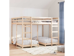 Vidaxl Estrutura De Cama Beliche Tripla Castanho 160 X 200 Cm