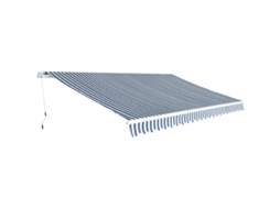 Vidaxl Toldo Dobrável Manual 500 Cm Azul E Branco