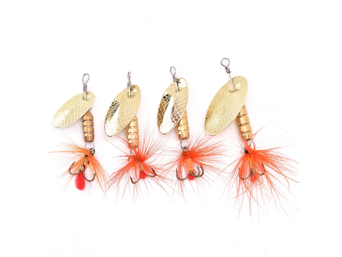Artificial Bait (simulation Accessories Copper Spinner Hook) 4-piece Set 3g/4.5g/5g Fake Bait For Fishing