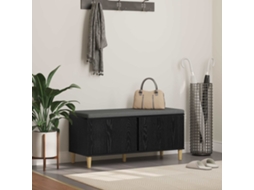 Vidaxl Banco De Hall Com Almofada Carvalho Preto 100 X 38 X 46 Cm