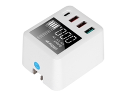 Aetheria carregador Inteligente 4 Portas Usb Type C com Qc3.0, Tela Led e Carregamento Rápido
