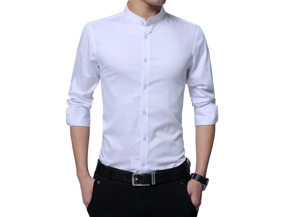 2026 camisa Hombre de Manga Larga Con Cuello Alto Mystdiy de Algodón Ajustable Y Reversible