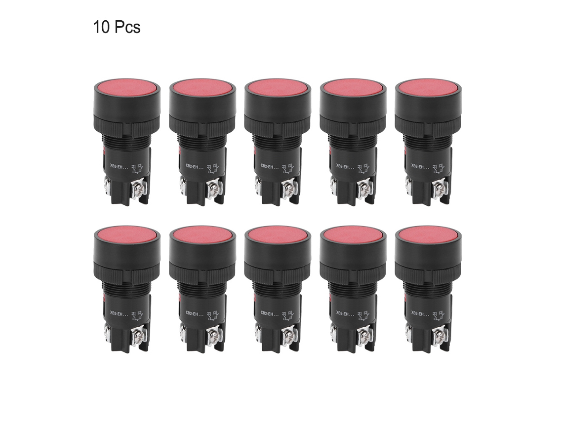 Botão De Pressionar Xb2 Eh Série Chave De Controle 660v 10a Botão De Trava Automática Vermelho 10 Peças