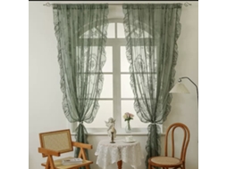 French Country Style Lace Curtains, Vintage Ruffled Curtains, Suitable For Bedrooms And Living Rooms (140x160cm)