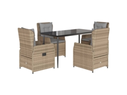 Conjunto de 5 Jantar para Jardim com Almofadões Vime Pe Bege MAISON EXCLUSIVE