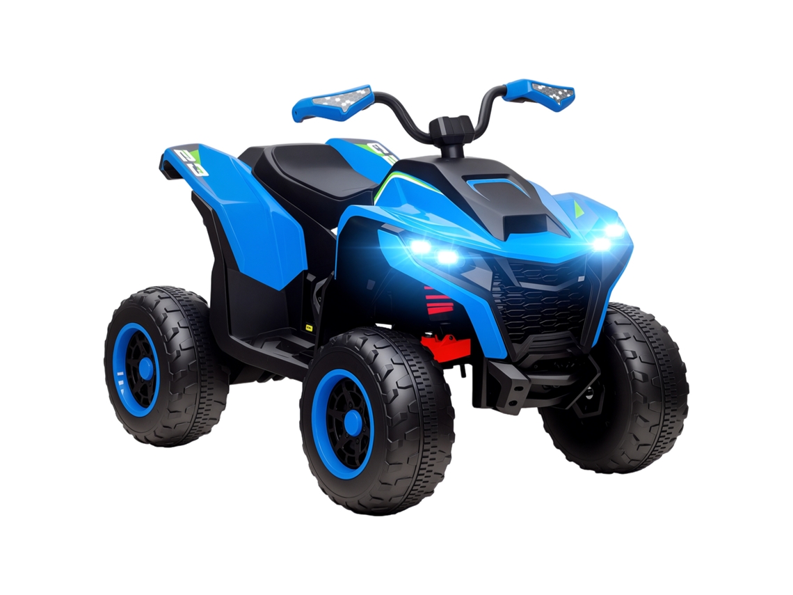 Quad Elétrico Azul Para Crianças, 3-6 Km/h, Farol De Led, Música, Usb, 3-8 Anos,