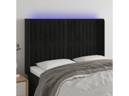 Cabecero con luces LED Terciopelo 147x16x118/128 cm Negro