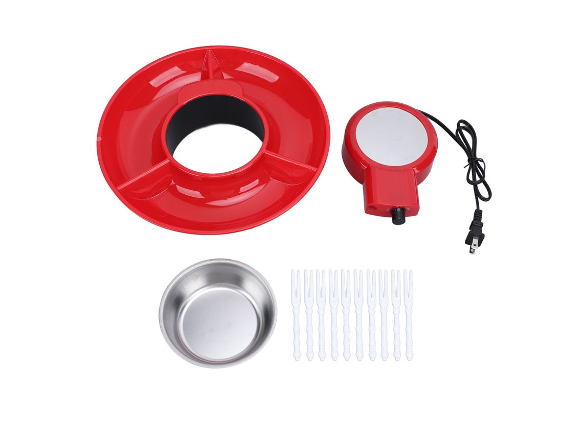 Conjunto de panela elétrica de fondue com 10 garfos 2 velocidades 25w para chocolate 110v